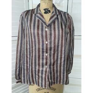 SYMMETRY 70s 80s Vintage Long Sleeve Button Up Top Shirt Loud Bold X-Large